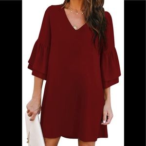 Maroon dress with bell sleeves